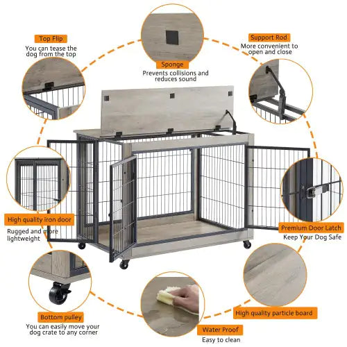 Furniture-Style Dog Crate with Wheels