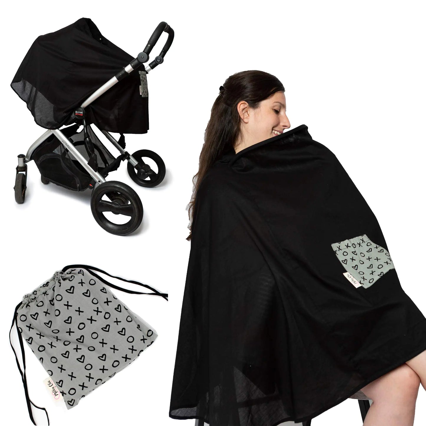 Milky Chic Nursing and Breastfeeding Poncho - Patent Pending 360 Full Coverage Wired Nursing Cover and Apron - Breathable Soft Cotton - Carseat Stroller Canopy - Multifunctional Baby Shower Gifts