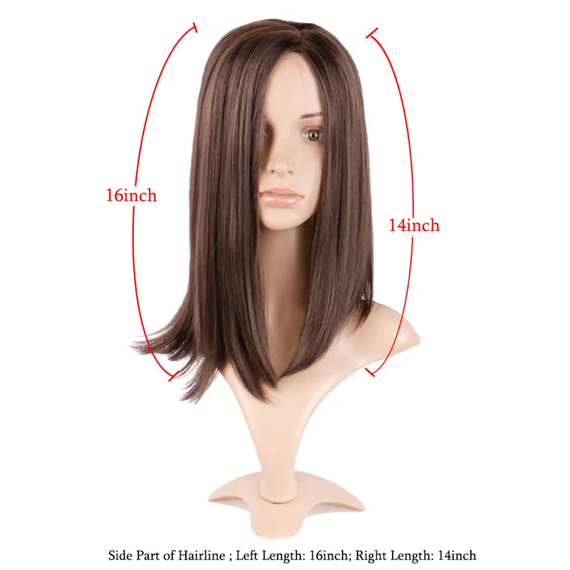 Synthetic Brown Mid-point Straight Wig