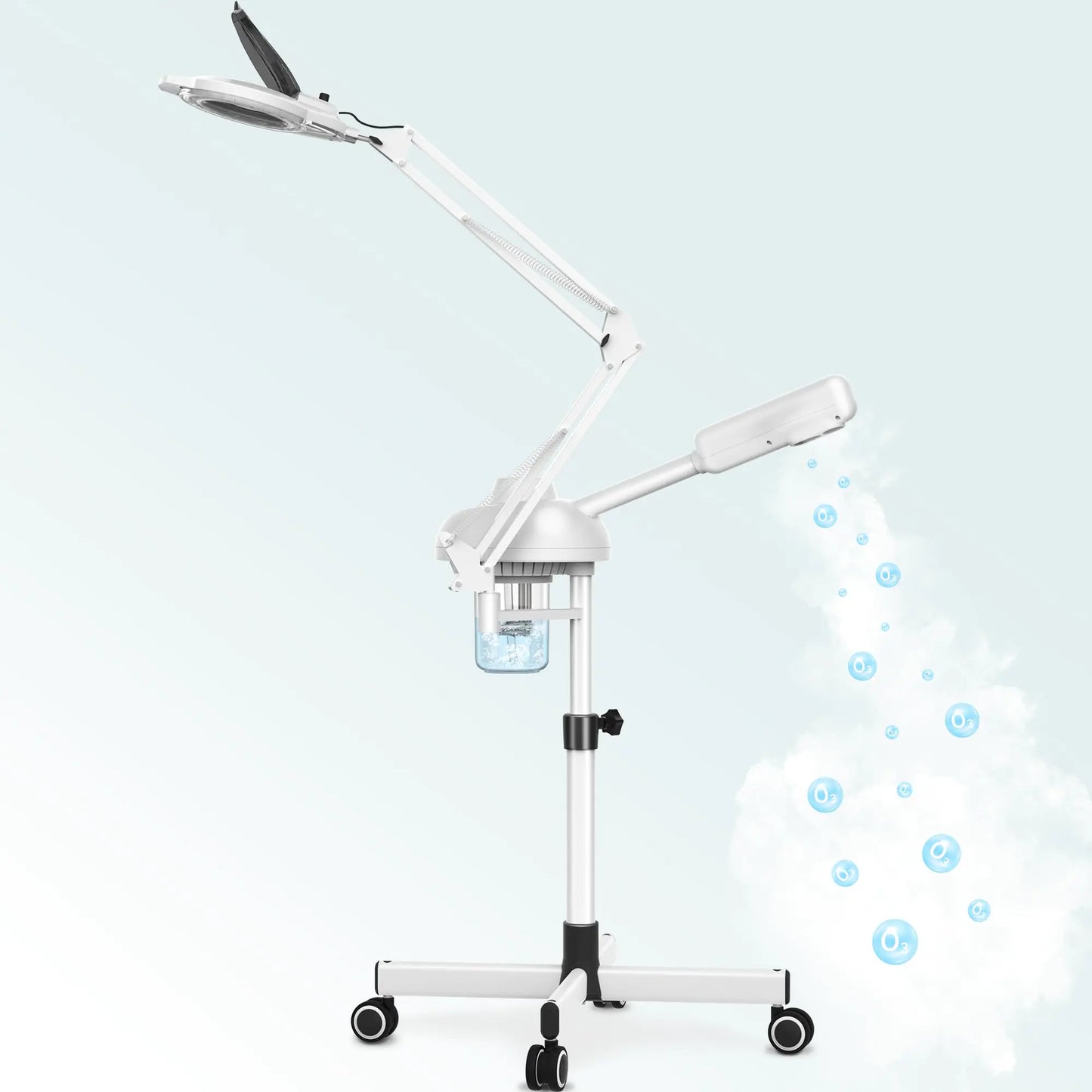 TASALON 2-in-1 Professional Facial Steamer with 5X Magnifying Lamp Esthetician Steamer on Wheels with Ozone and Hot Mist Standing Face Steamer for Facial Deep Cleaning and Moisturize SPA & Beauty