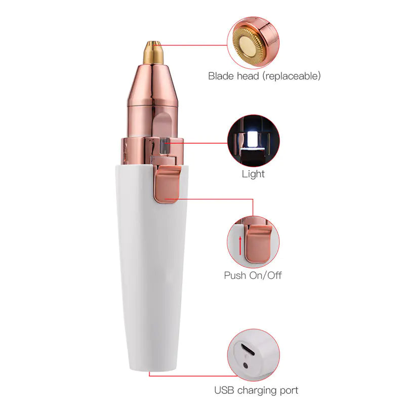 USB Rechargeable 2-in-1 Eyebrow Trimmer and Hair Remover