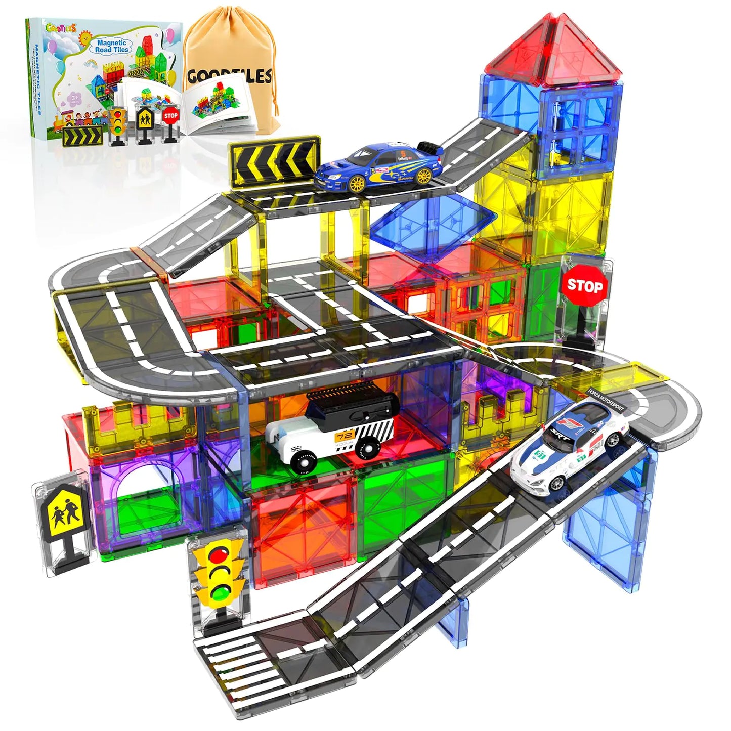 City Traffic Magnetic Tiles Set