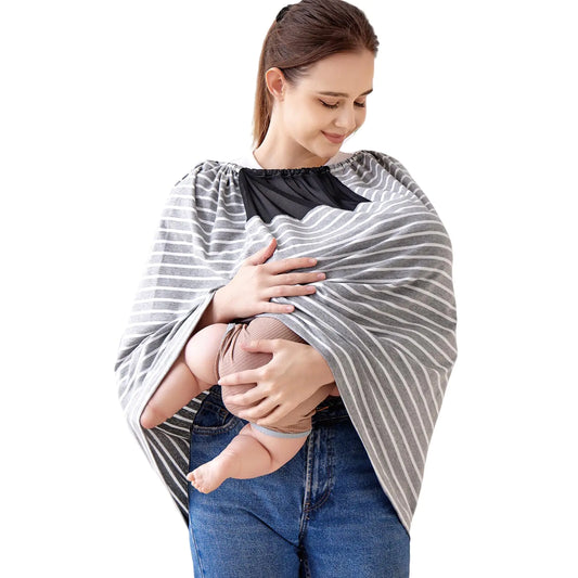 Zdolmy Nursing Covers for Breastfeeding Privacy Breast Feeding Cover with See-Through Mesh and Adjustable Strap Breathable Nursing Apron Multi-use Stroller and Car Seat Cover (Grey)