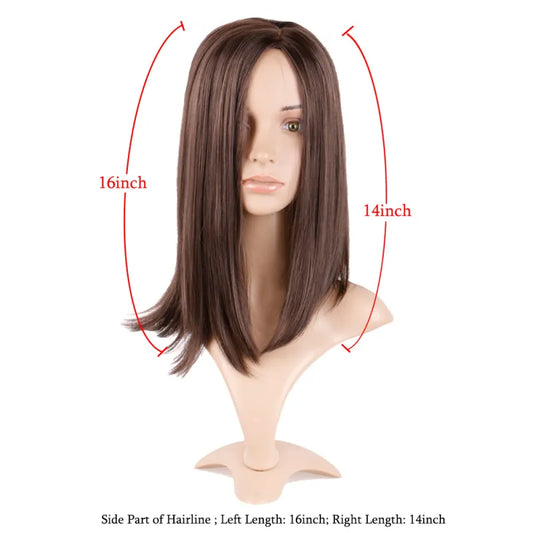 Synthetic Brown Mid-point Straight Wig