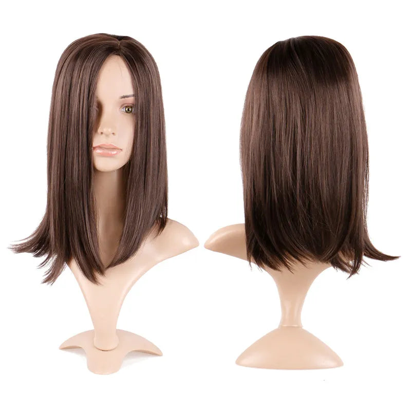 Synthetic Brown Mid-point Straight Wig