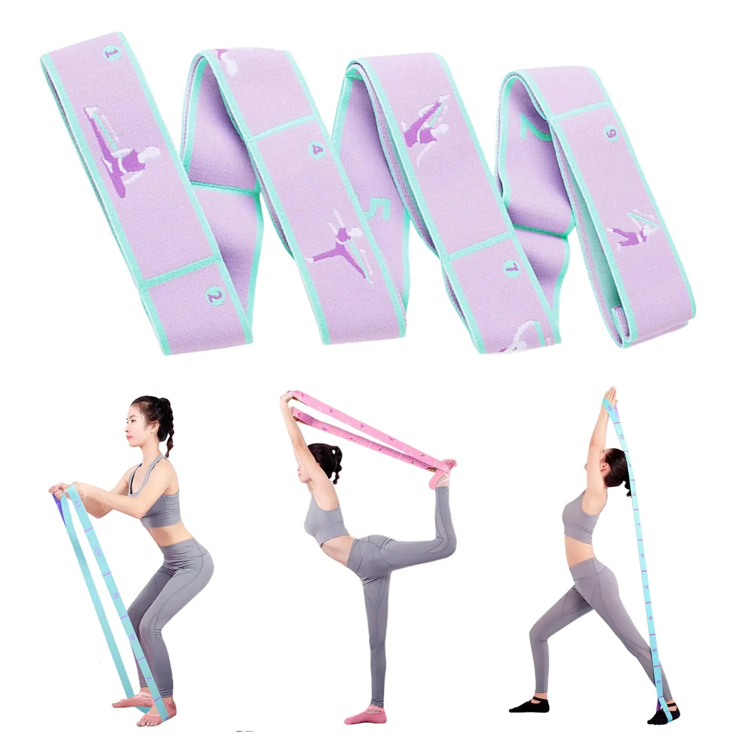 JJunLiM Stretch Bands for FlexibilityLatin Stretch Bands for Flexibility Ballet Stretch Band for DancersGymnasticsPilates Yoga Stretch Band for Physical Therapy(New-Purple 115 * 4cm)