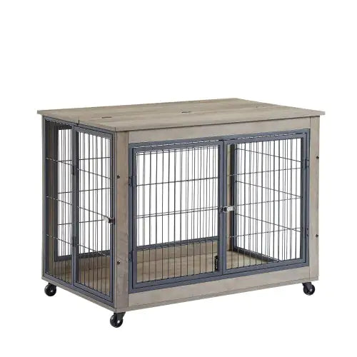 Furniture-Style Dog Crate with Wheels