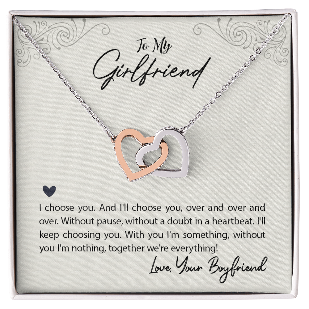 Interlocking Hearts Necklace - For Girlfriend I Choose You