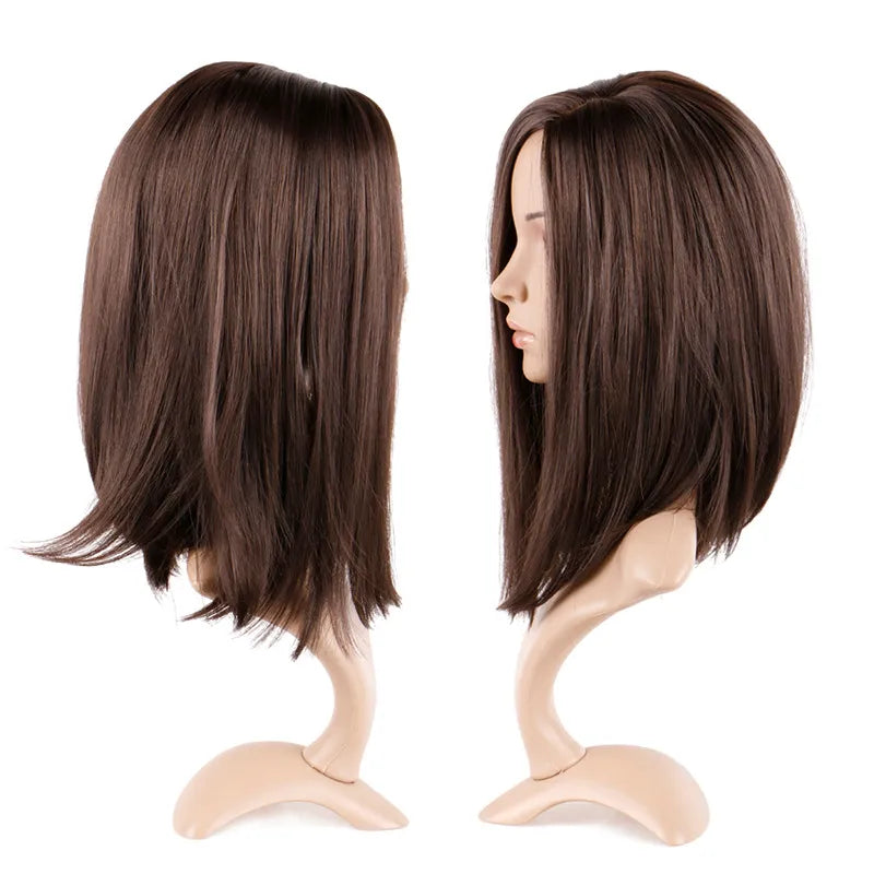 Synthetic Brown Mid-point Straight Wig