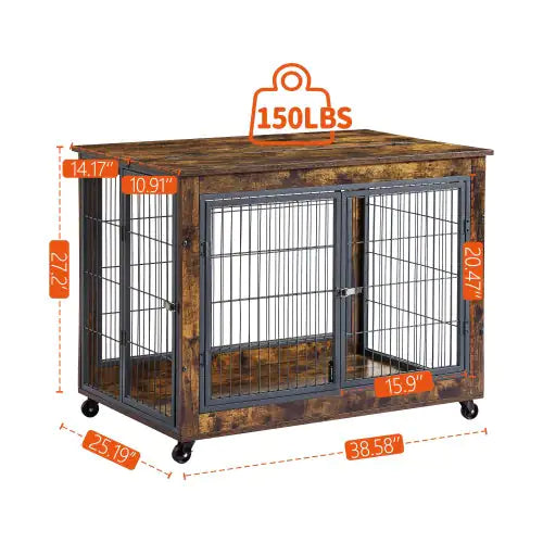 Rustic Double-Door Dog Crate